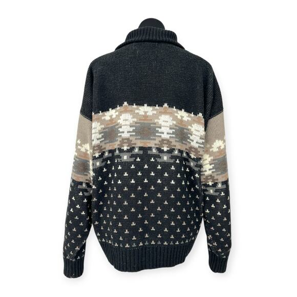 VINTAGE London Fog | L | Unisex Nordic Full-Zip Cardigan Ski Sweater w/ Pockets - Picture 5 of 5